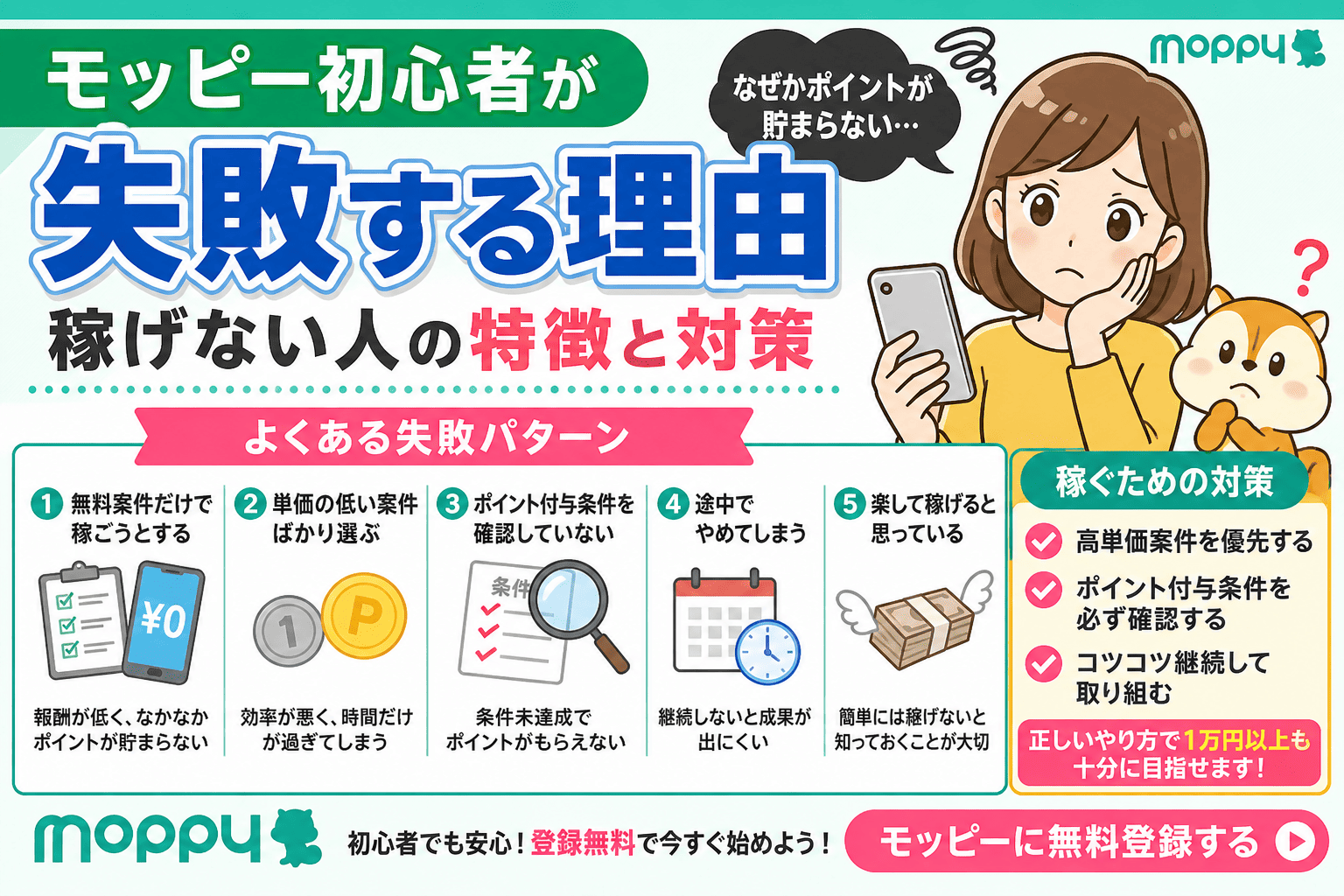 モッピー初心者が失敗する理由｜稼げない人の特徴と対策【2026年版】